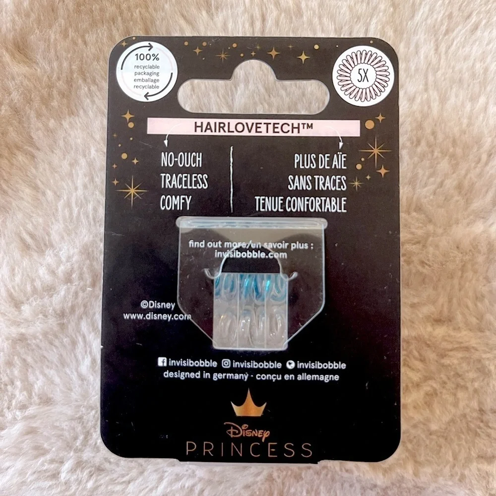 3/$20 ✨NWT Invisibobble Disney Princess Cinderella Traceless Hair Ties x5